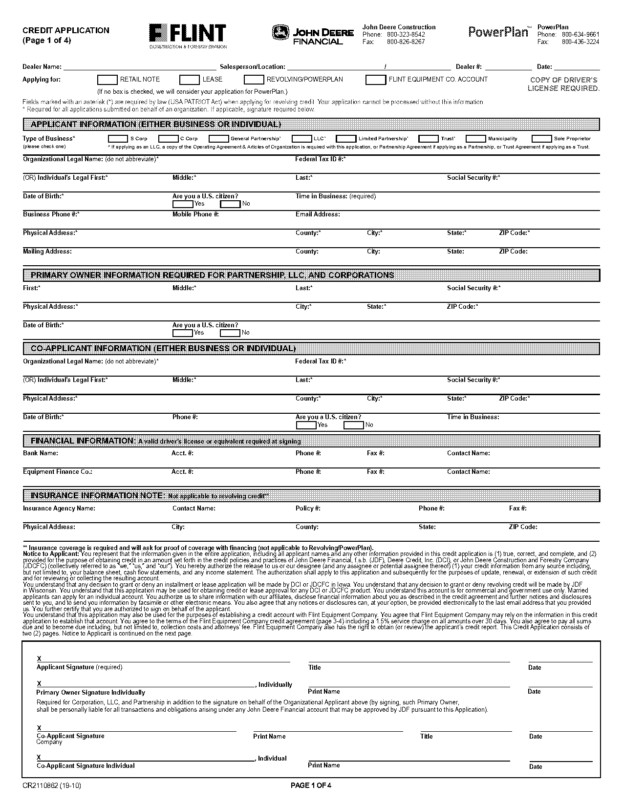 john deere business credit application