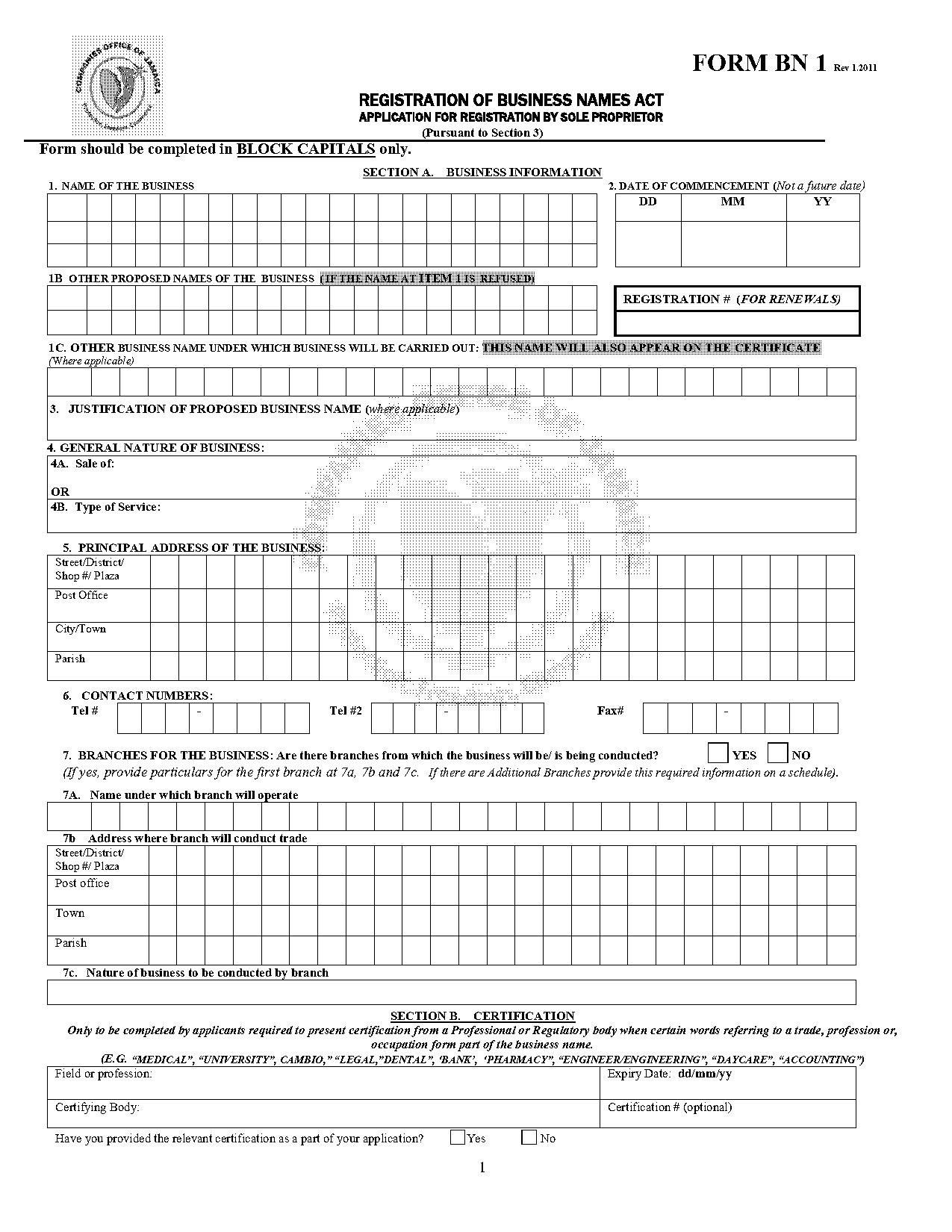 trade licence application form jamaica