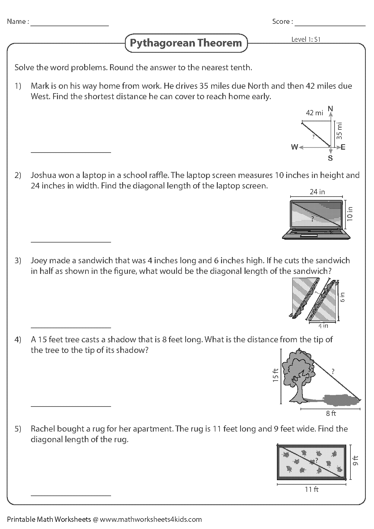 real world pythagorean problems worksheet pdf