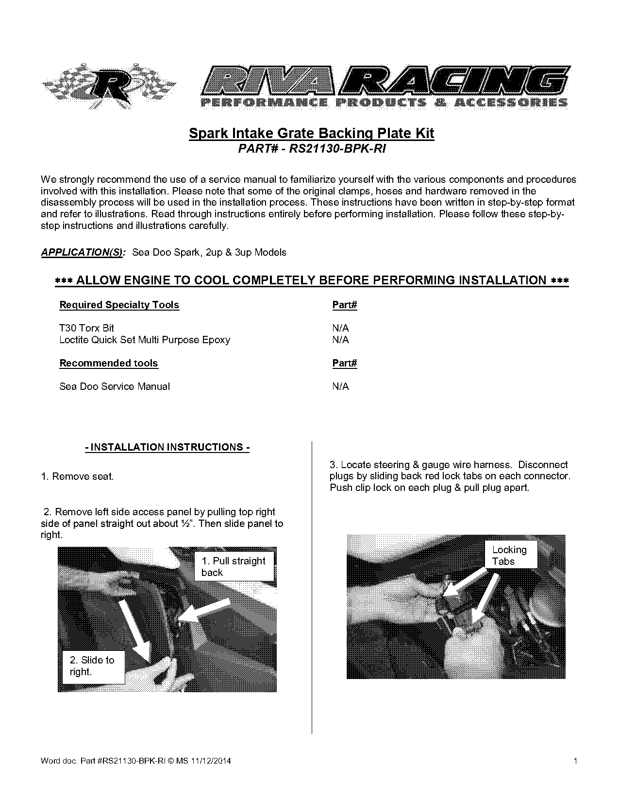 sea doo spark manual reverse kit install instructions