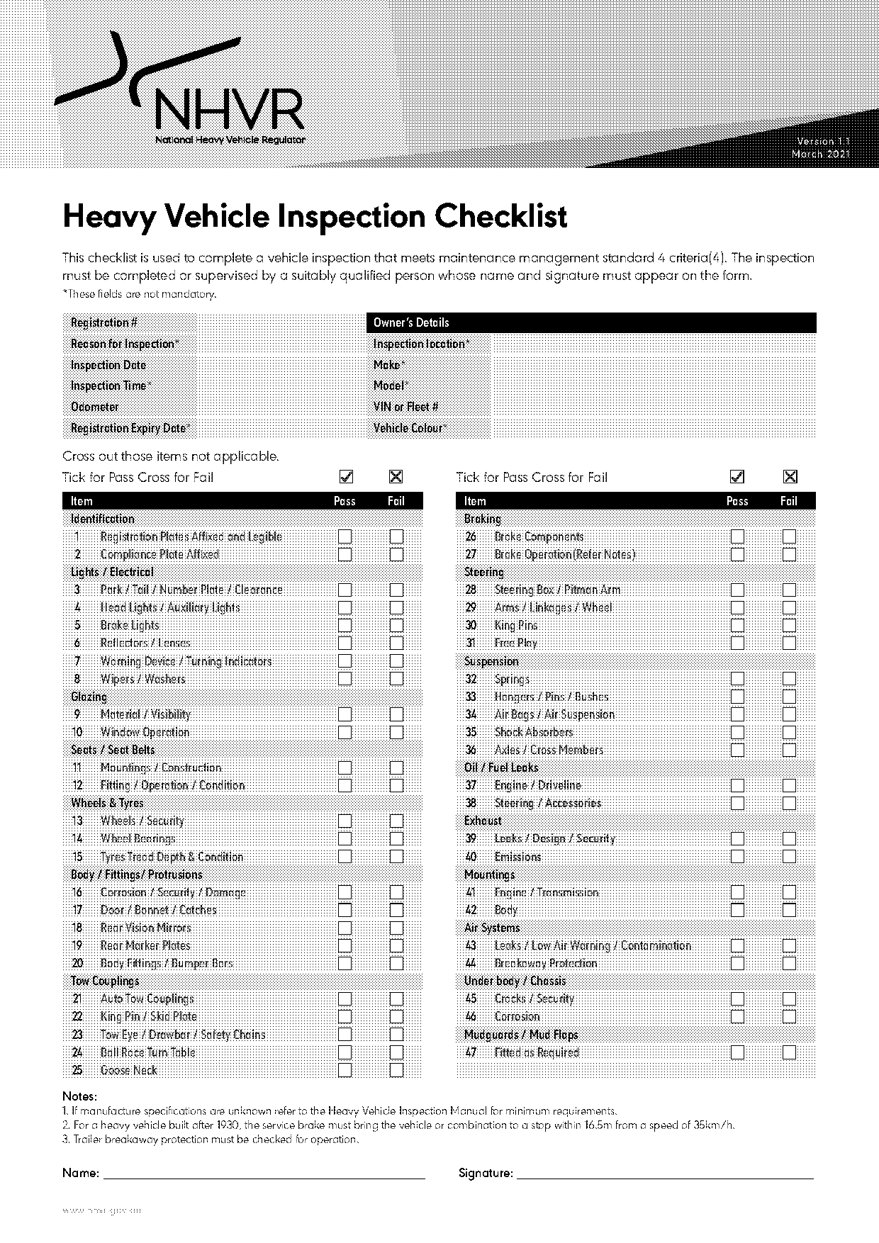 trailer inspection checklist qld