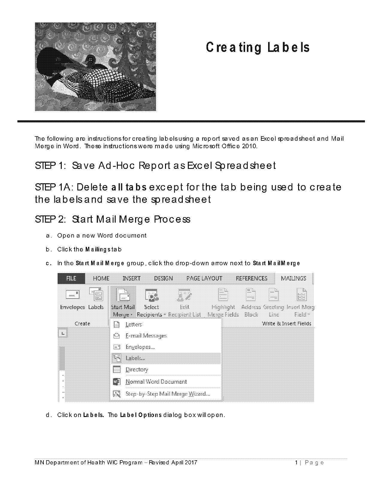 address labels from an excel spreadsheet