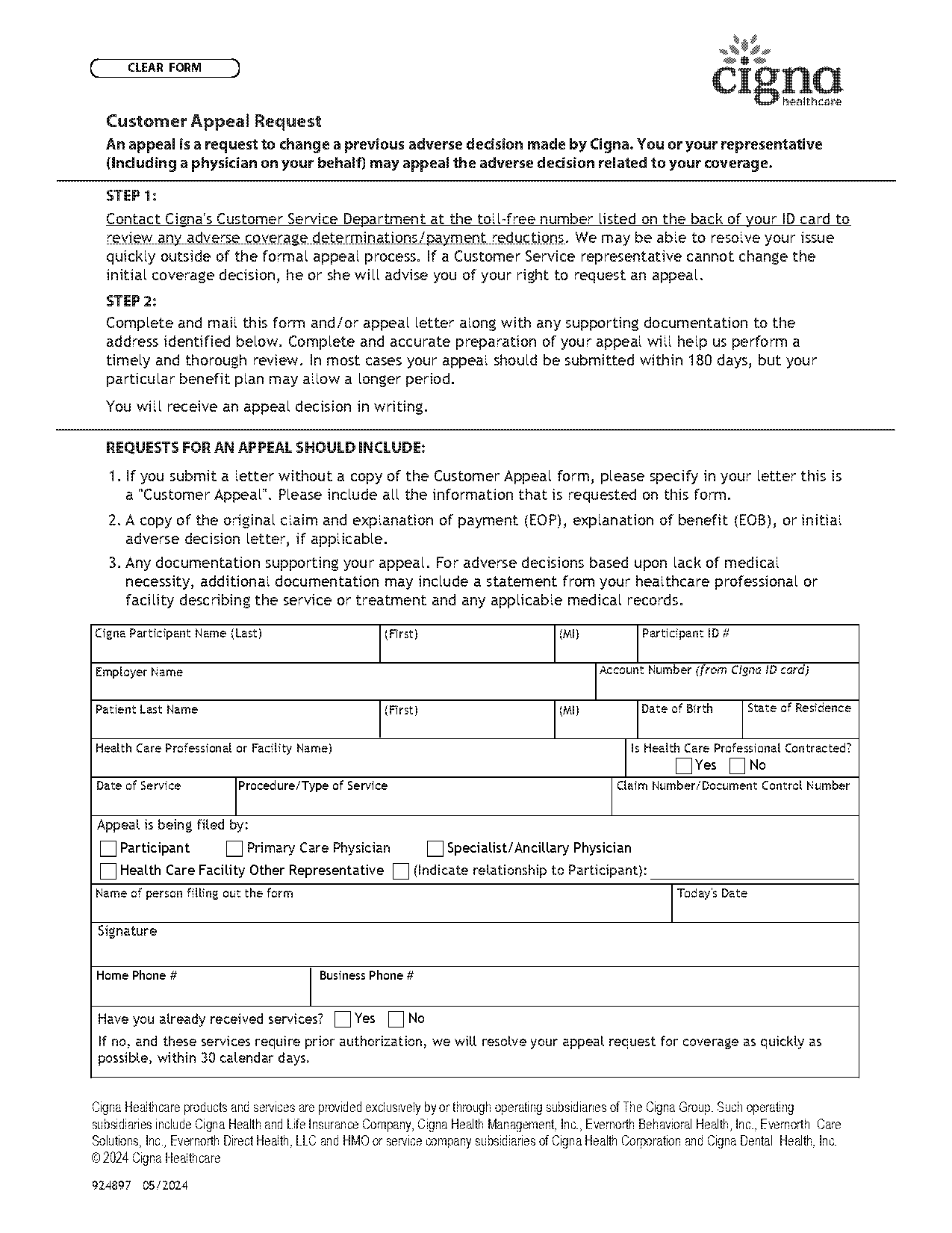 cigna claim appeal form