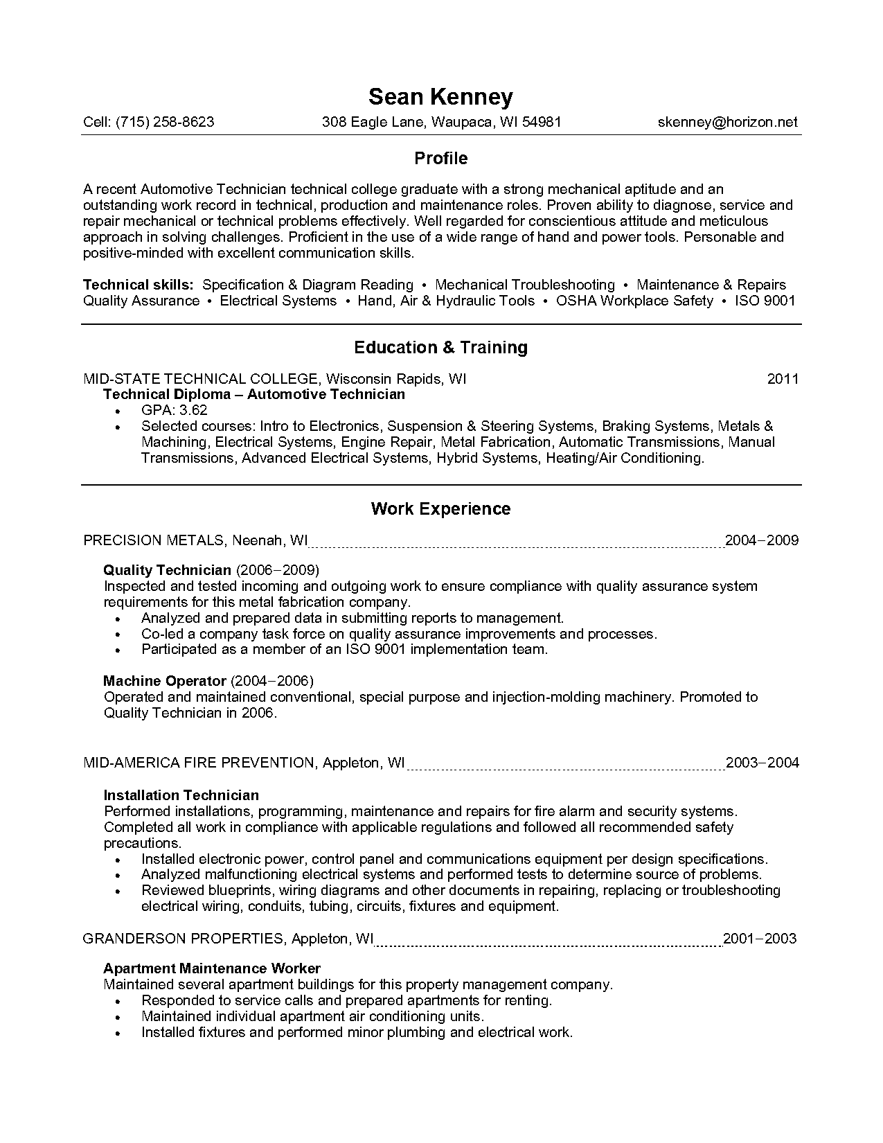 automotive customer service resume sample