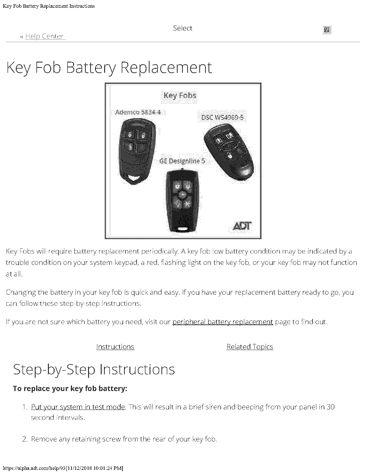 adt remote key instructions