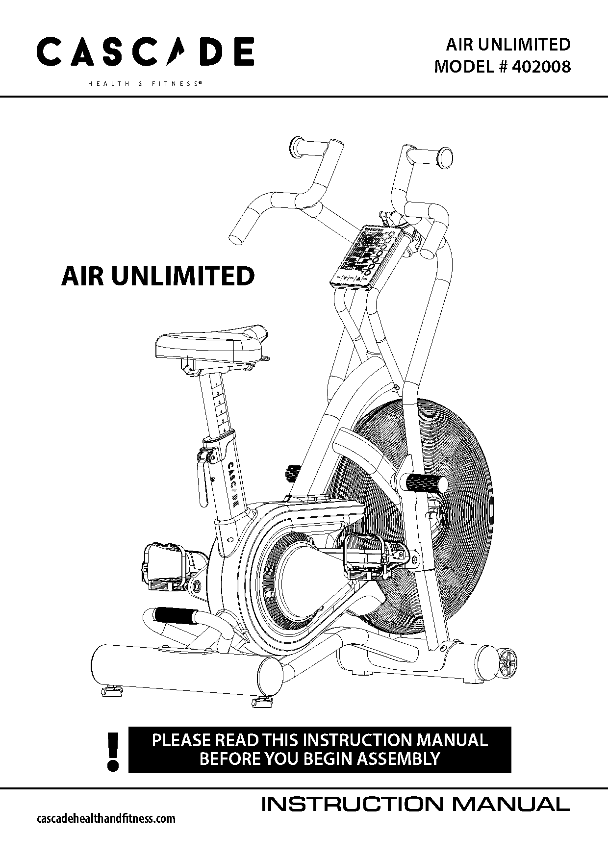 cascade air bike unlimited manual