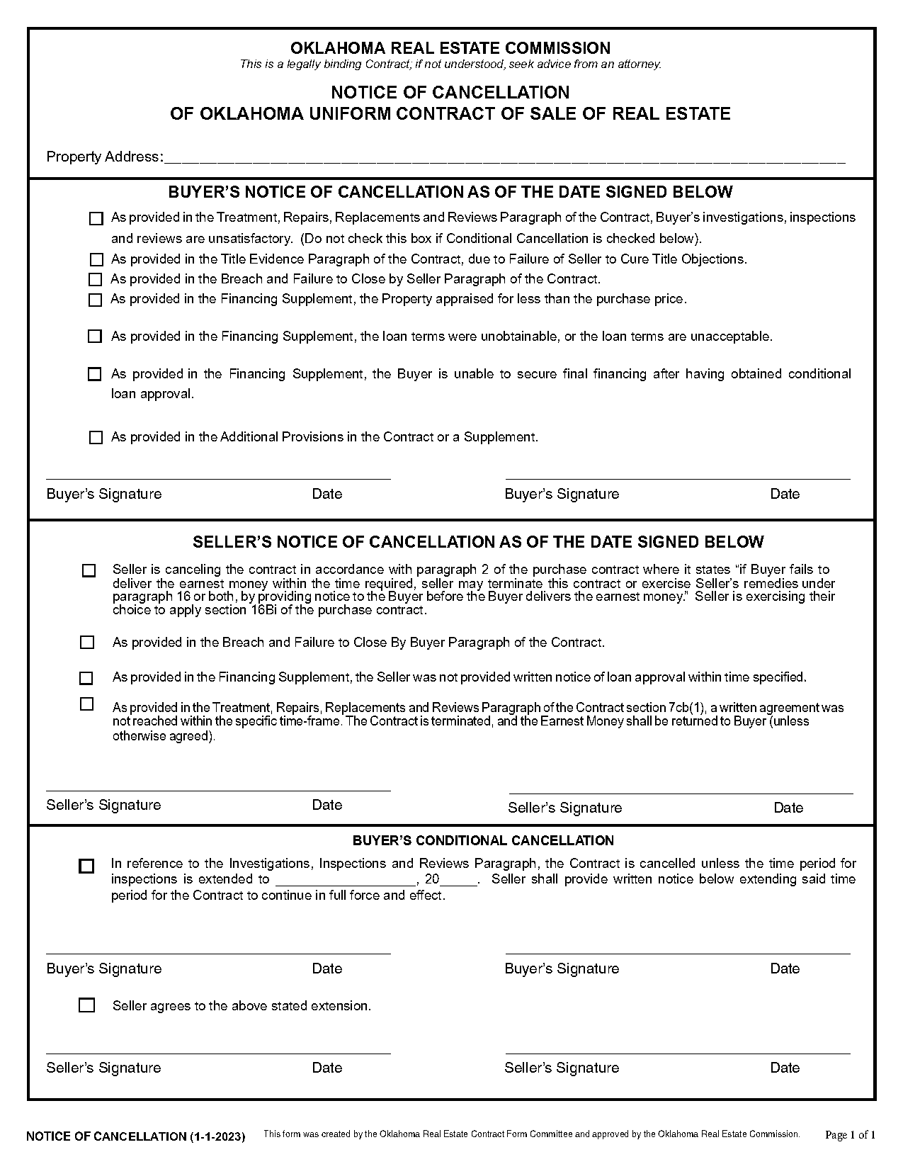 purchase agreement cancellation letter