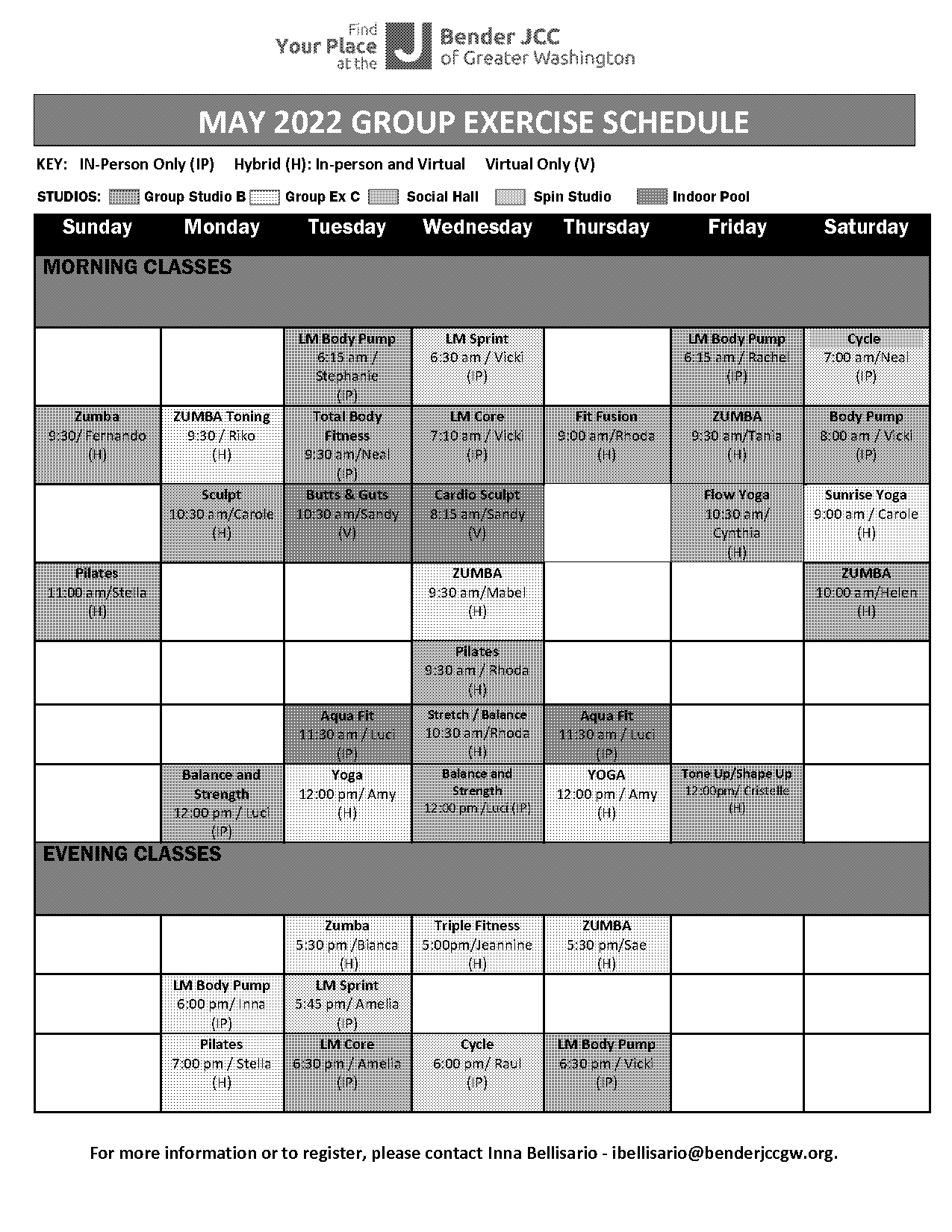 bender jcc fitness schedule