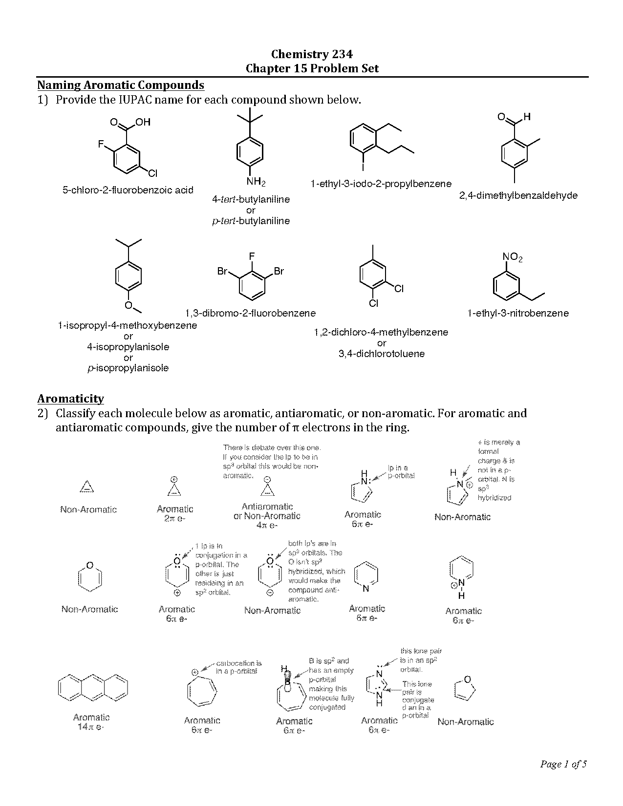 example problems aromatic non aromatic rings