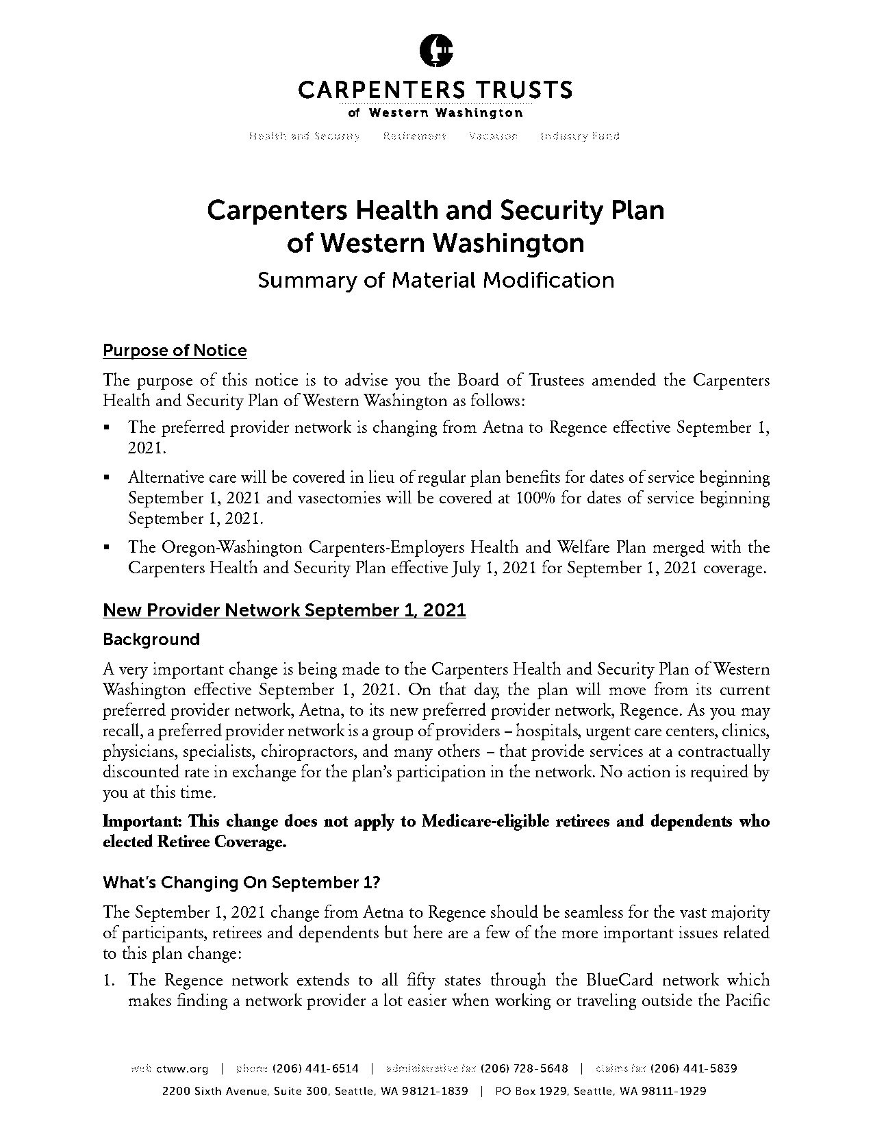 carpenters health and security plan of western washington