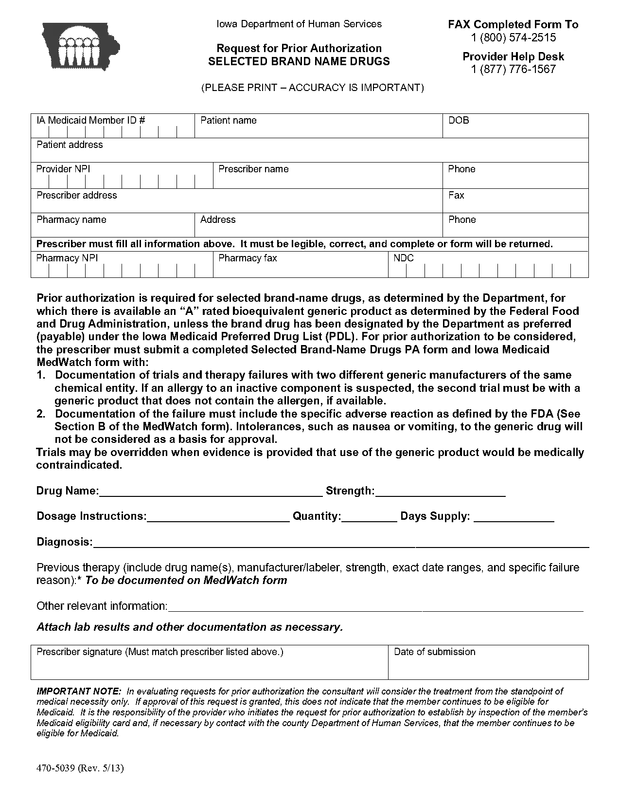 medwatch prior authorization form