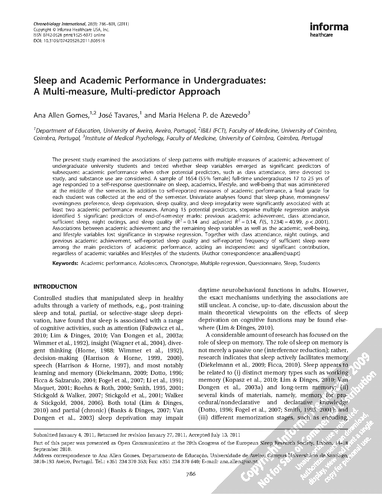 self reported academic performance questionnaire