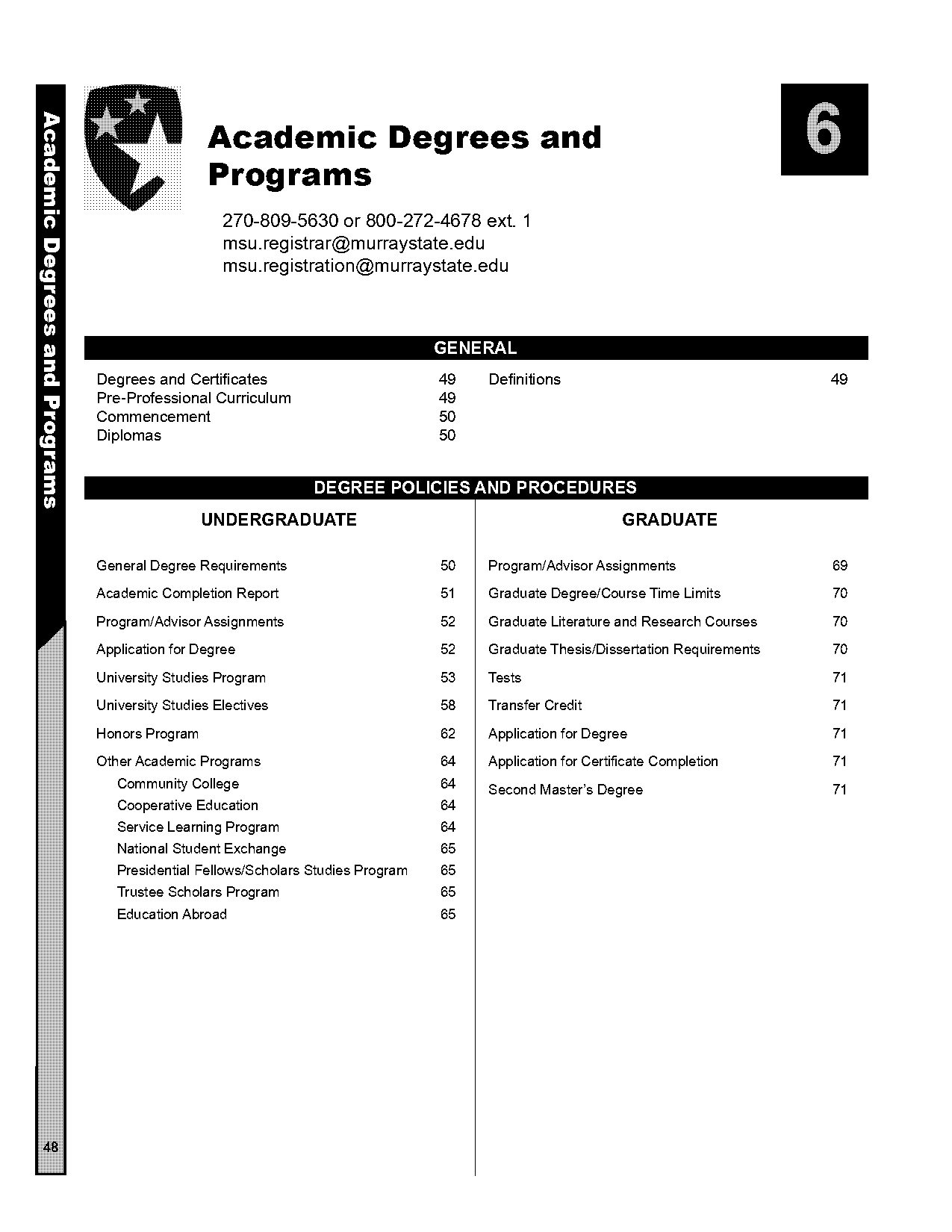 murray state university admissions academic requirements