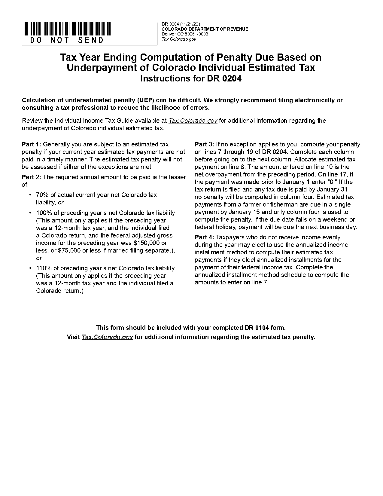 penalty for underestimated tax