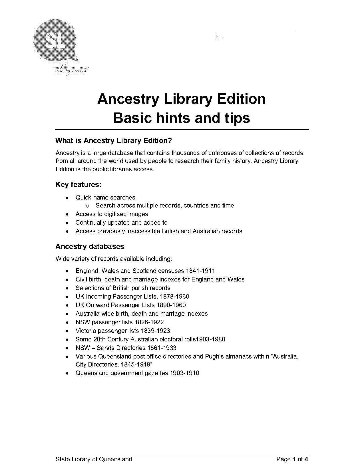 ancestry library edition help guide