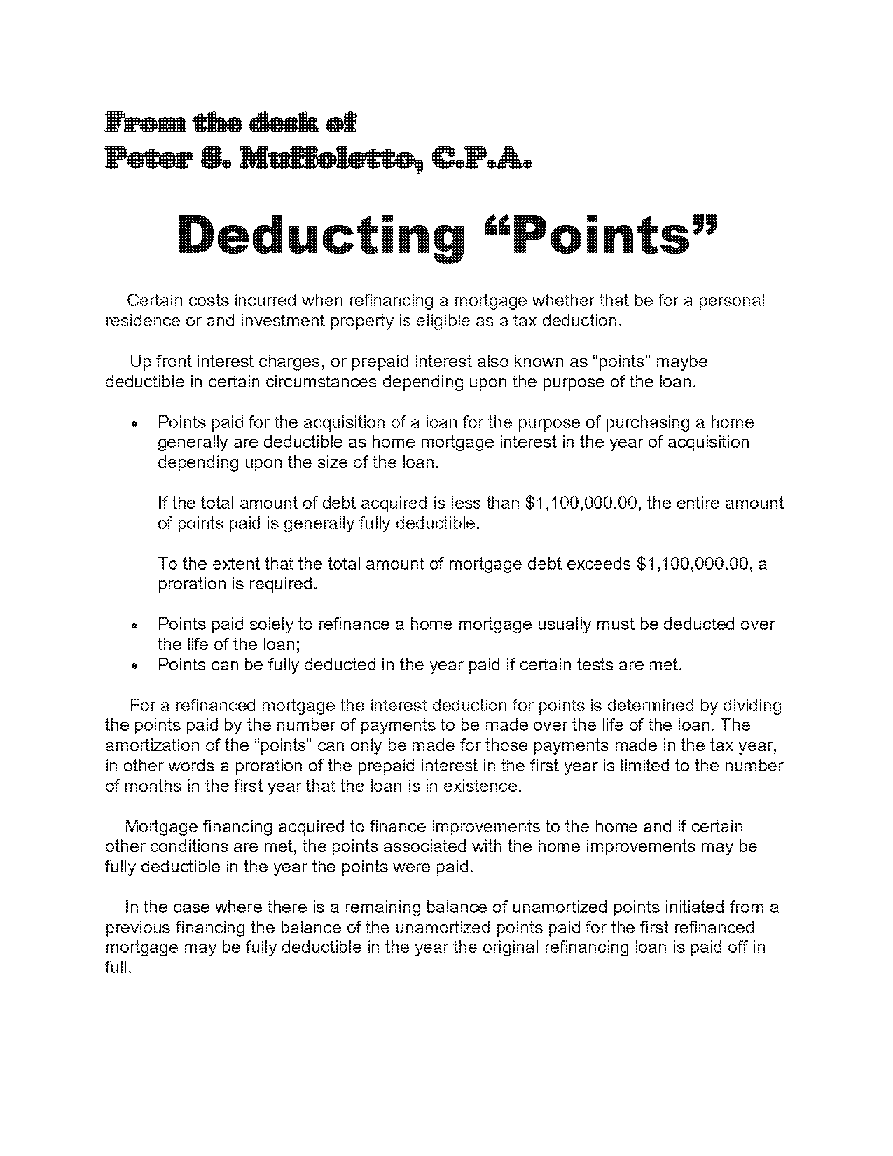 what points are deductible on a mortgage