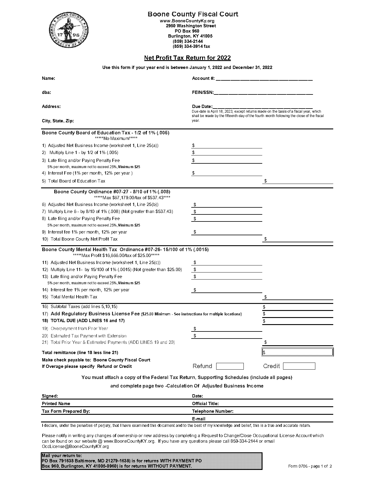 boone county ky tax return instructions