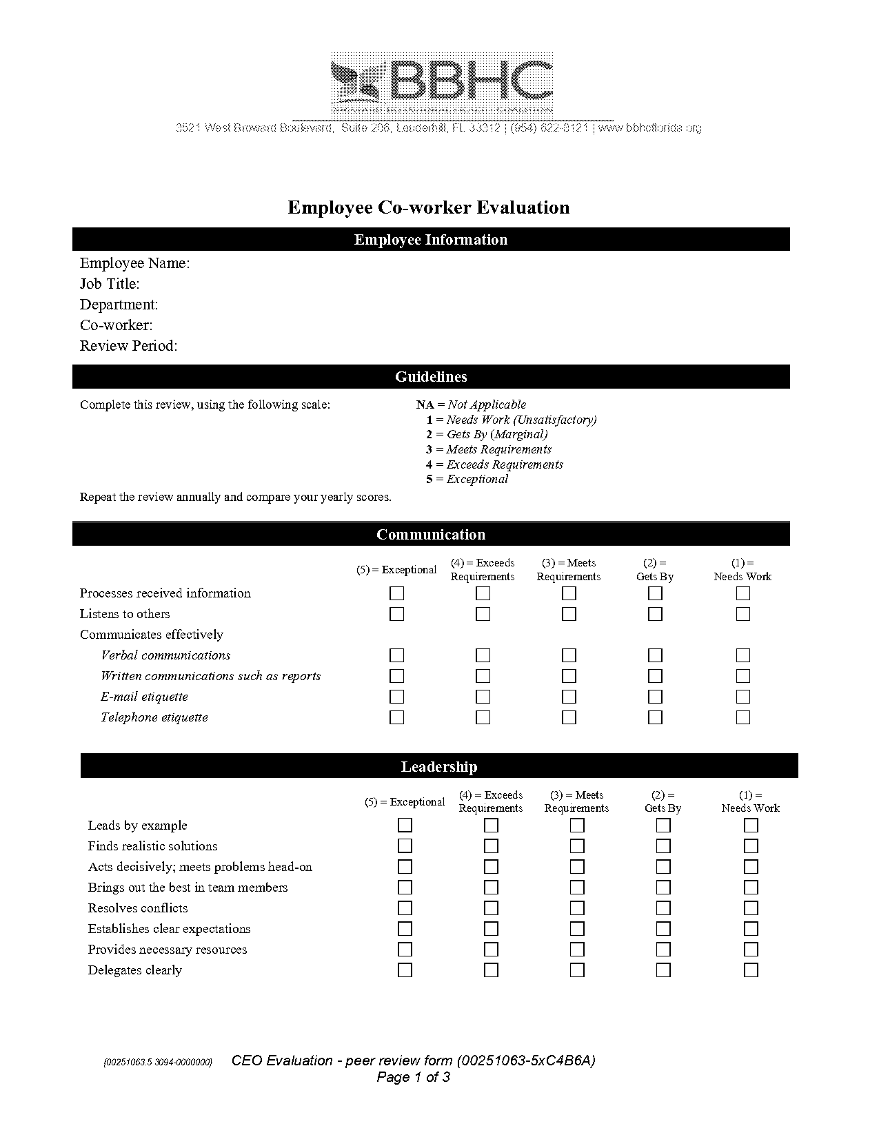 co worker peer evaluation form