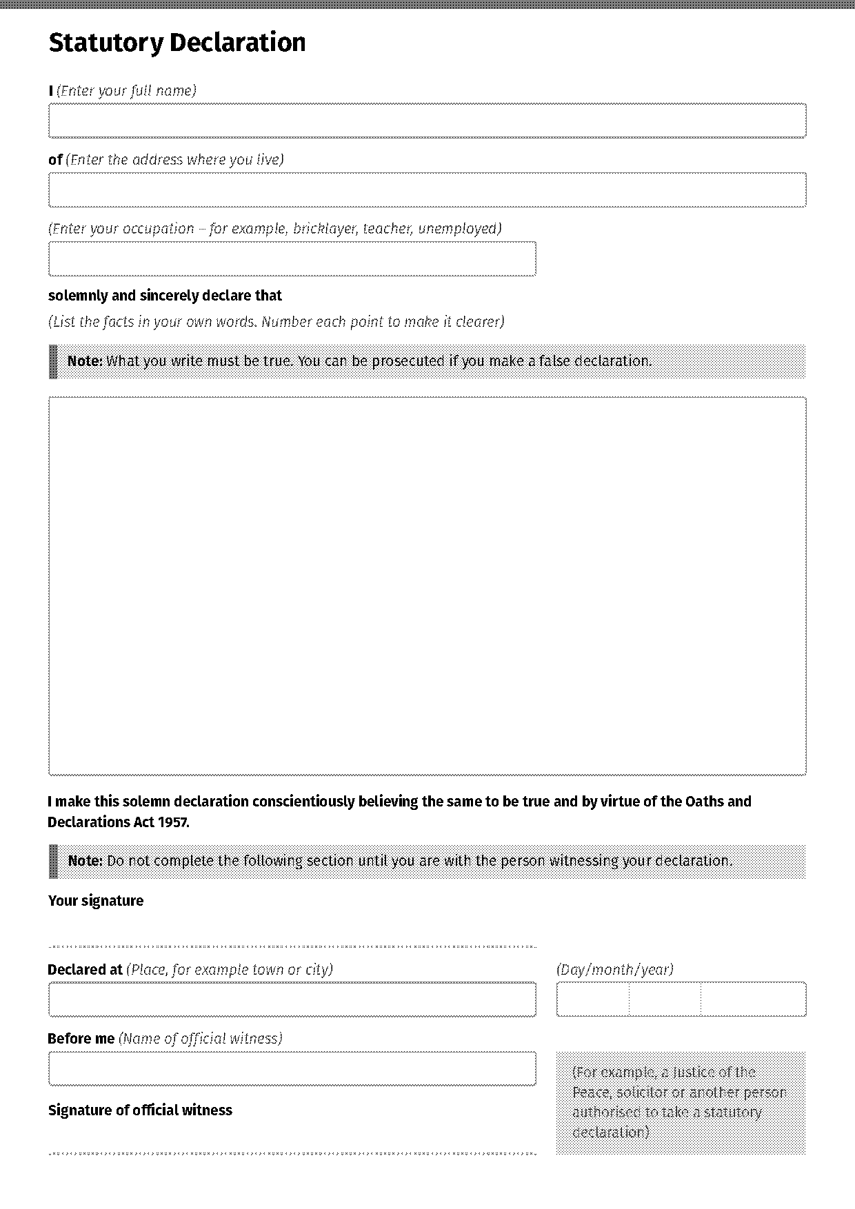 statutory declaration name difference