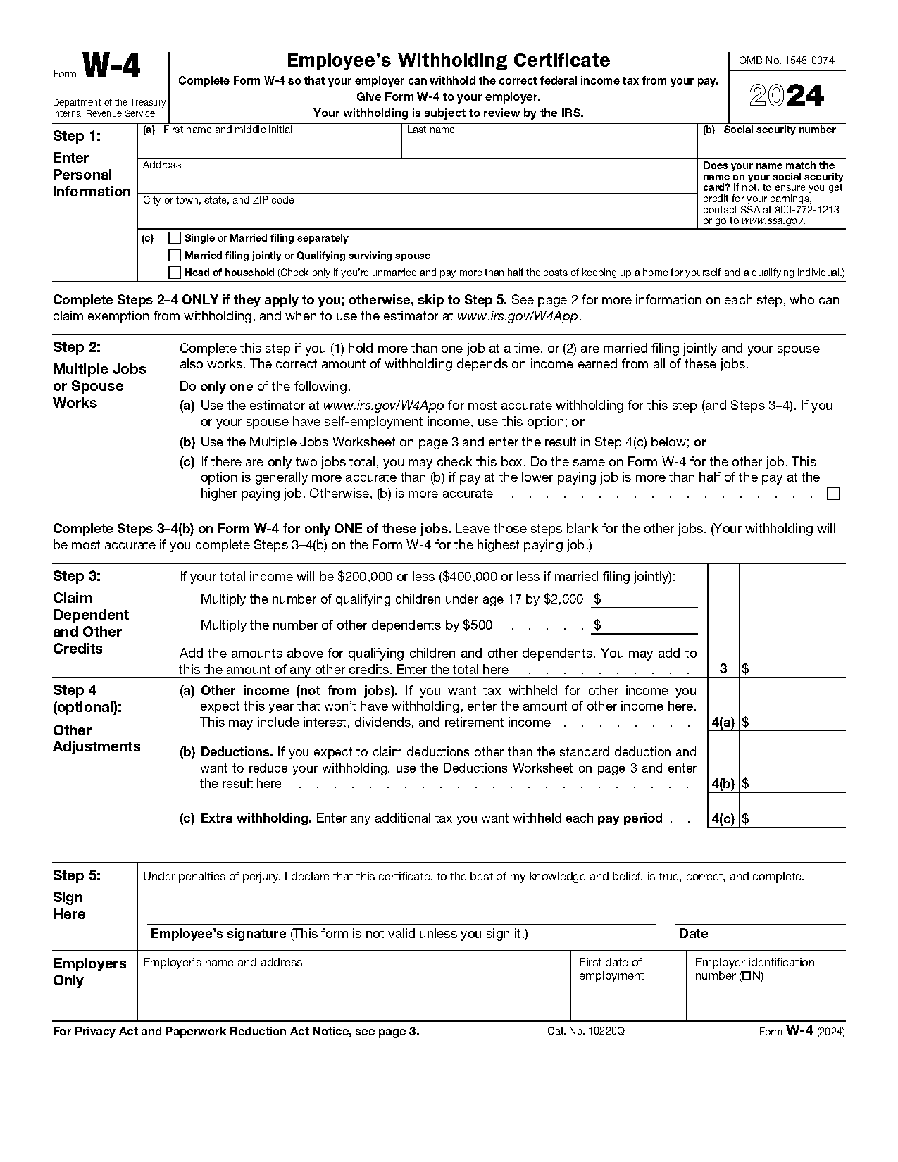 blank employment application template