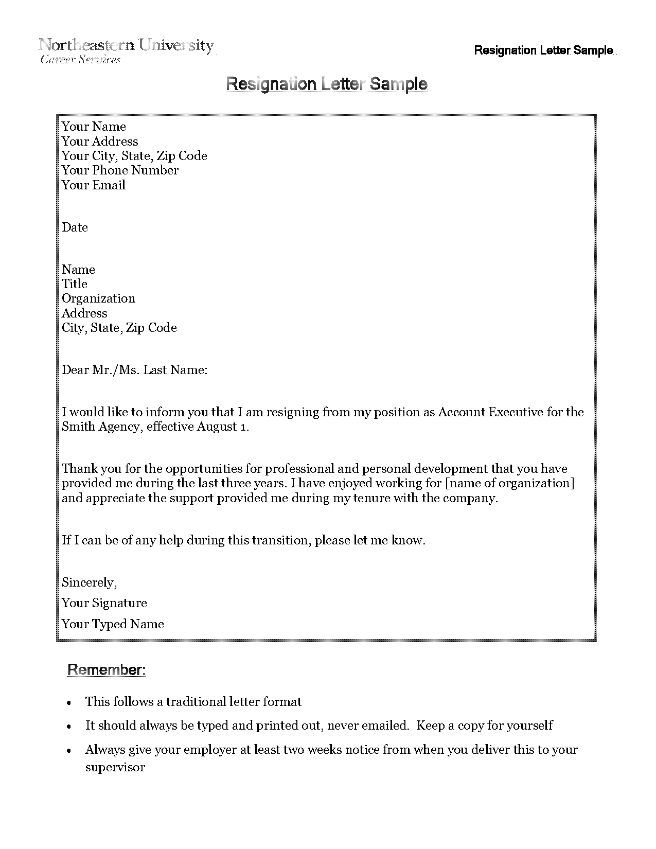 how to write a resign letter format