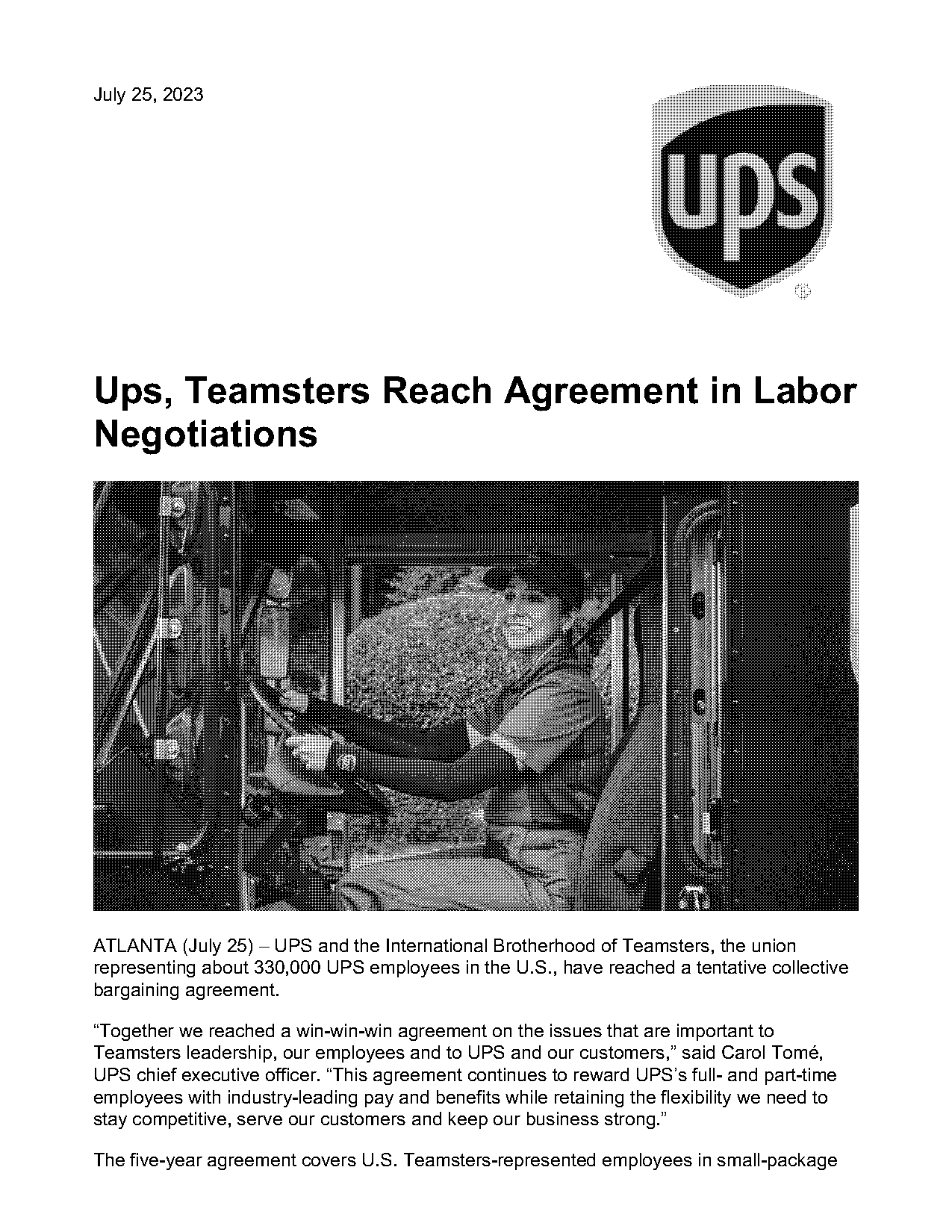 ups and teamsters collective bargaining agreement