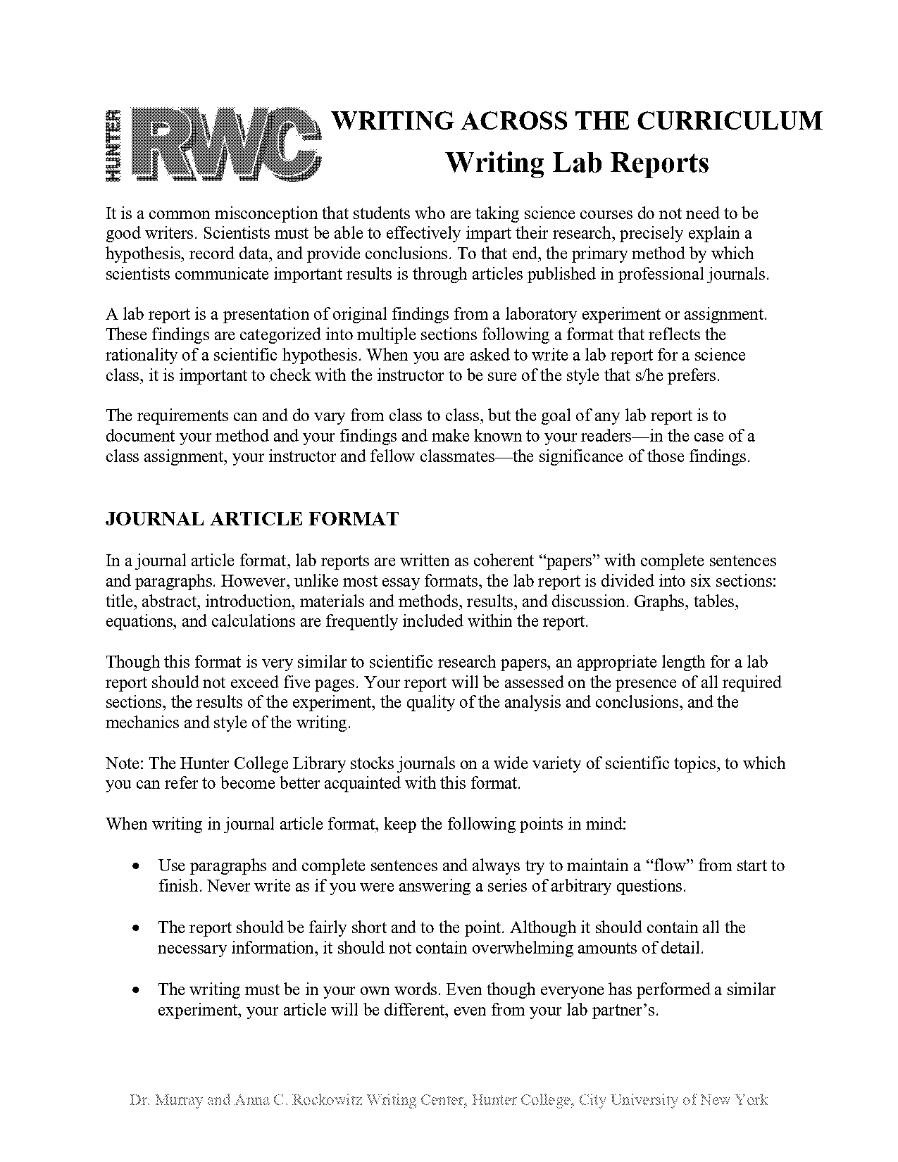 how to properly write a lab report