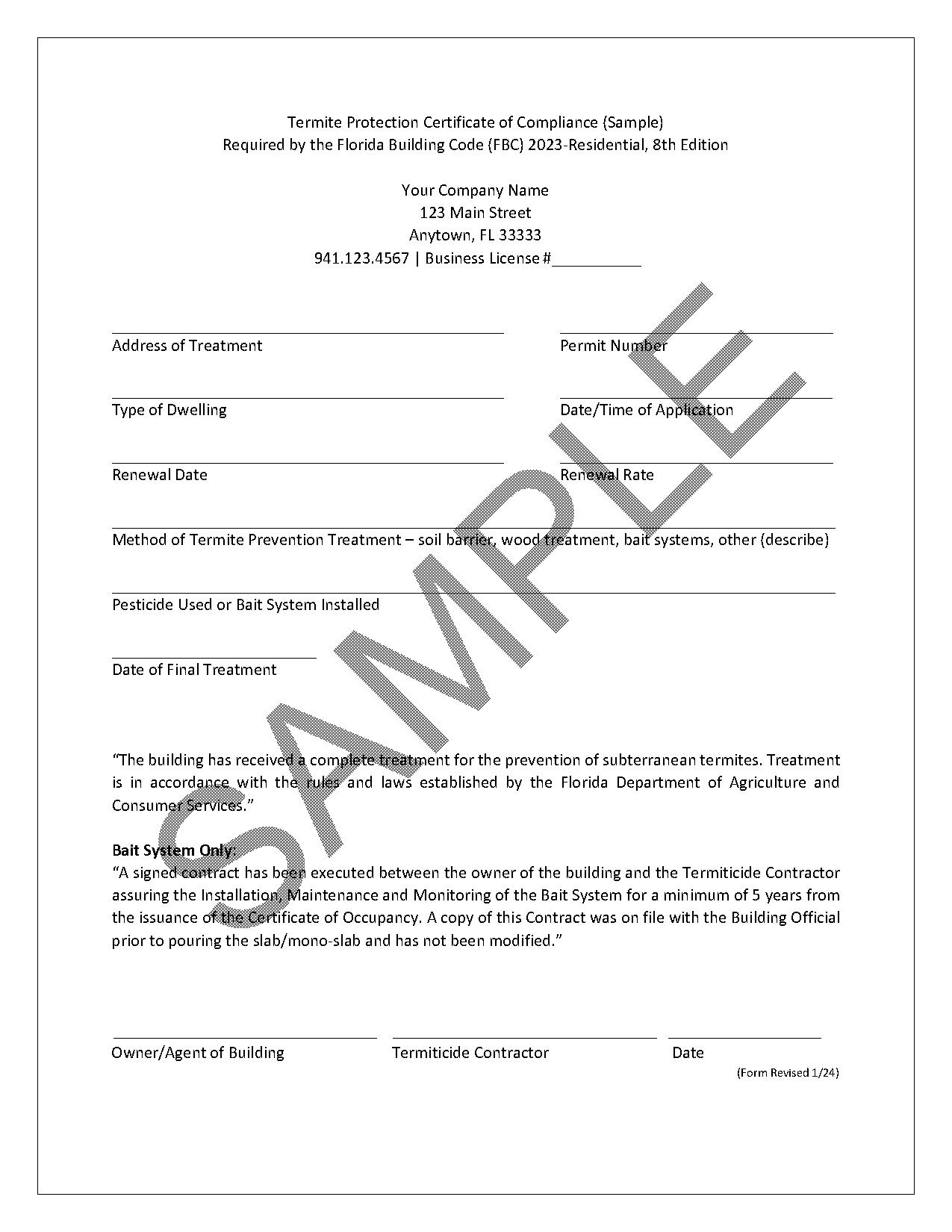 building compliance certificate template