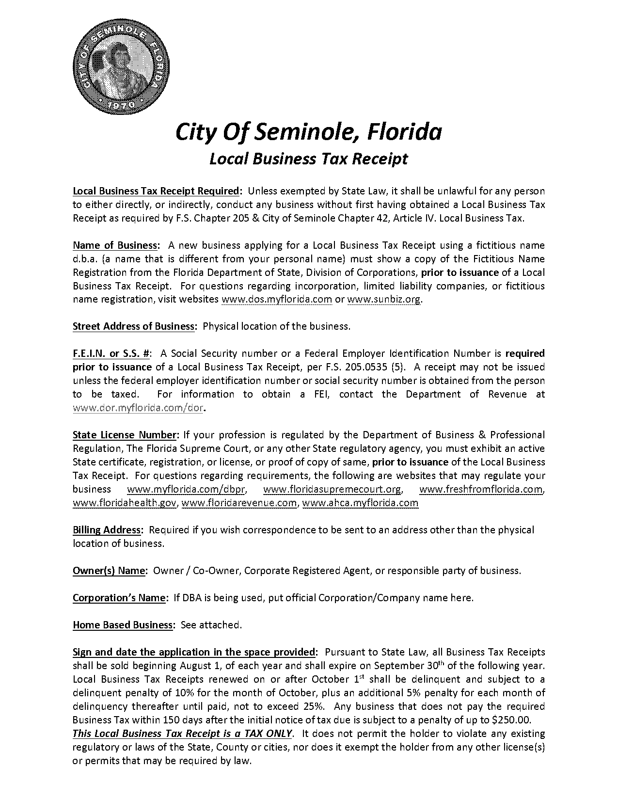 city of seminole sign permit application