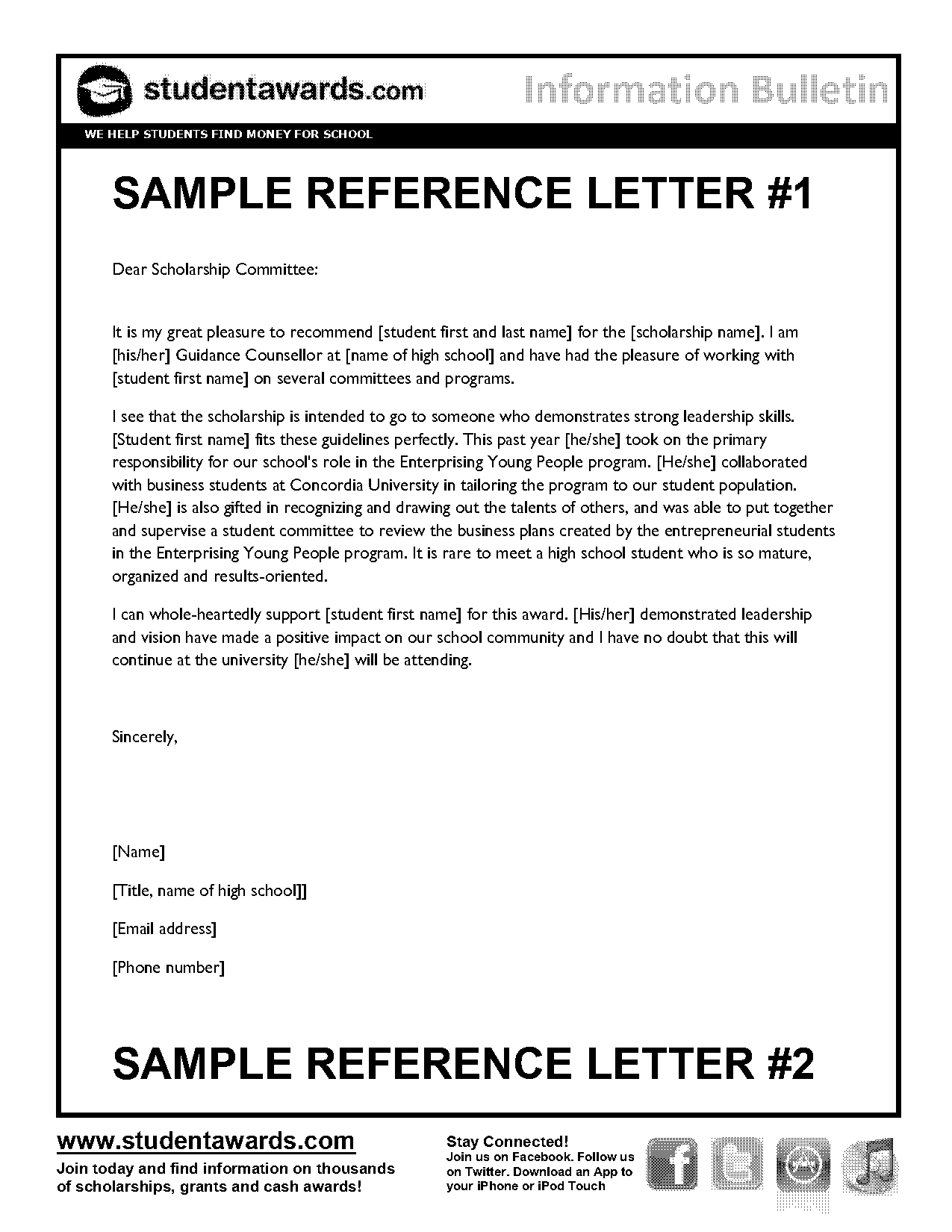 letter of recommendation for student scholarship example