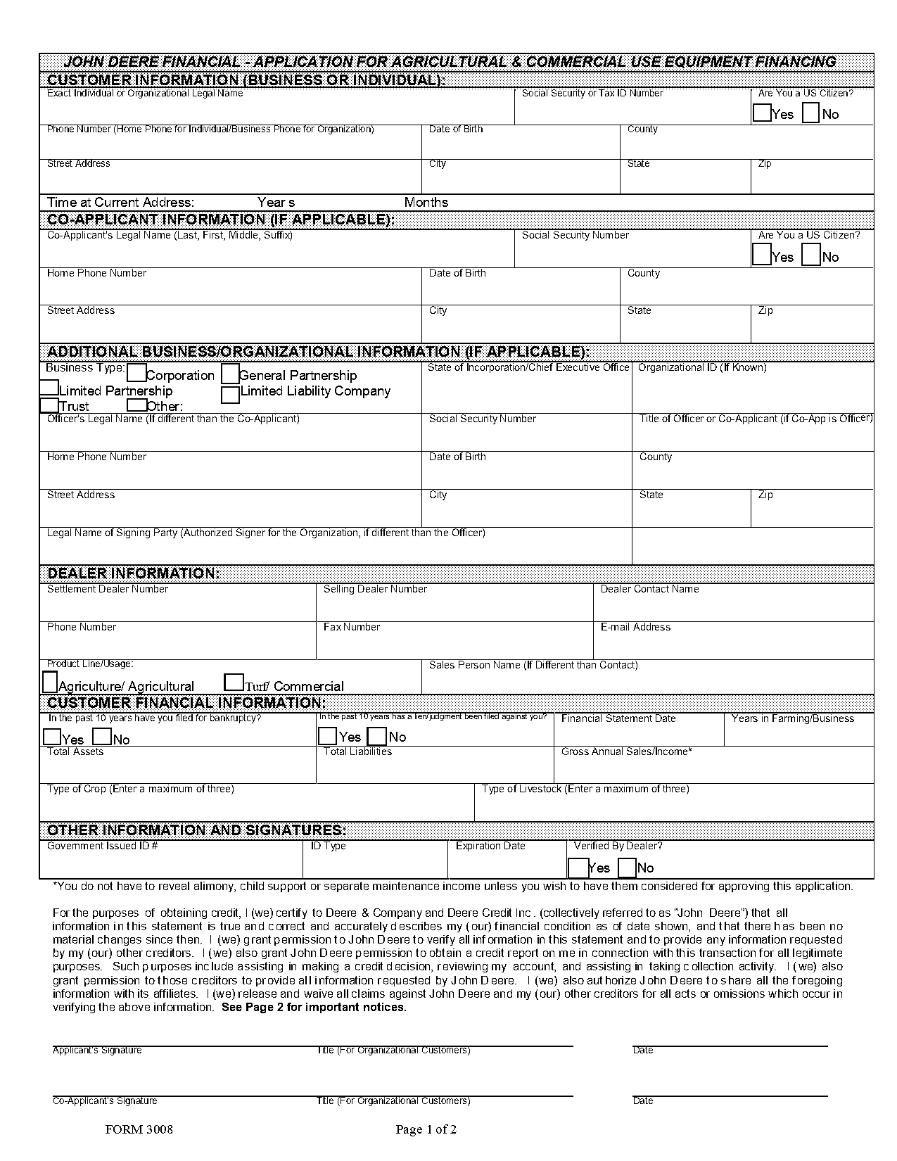 john deere business credit application