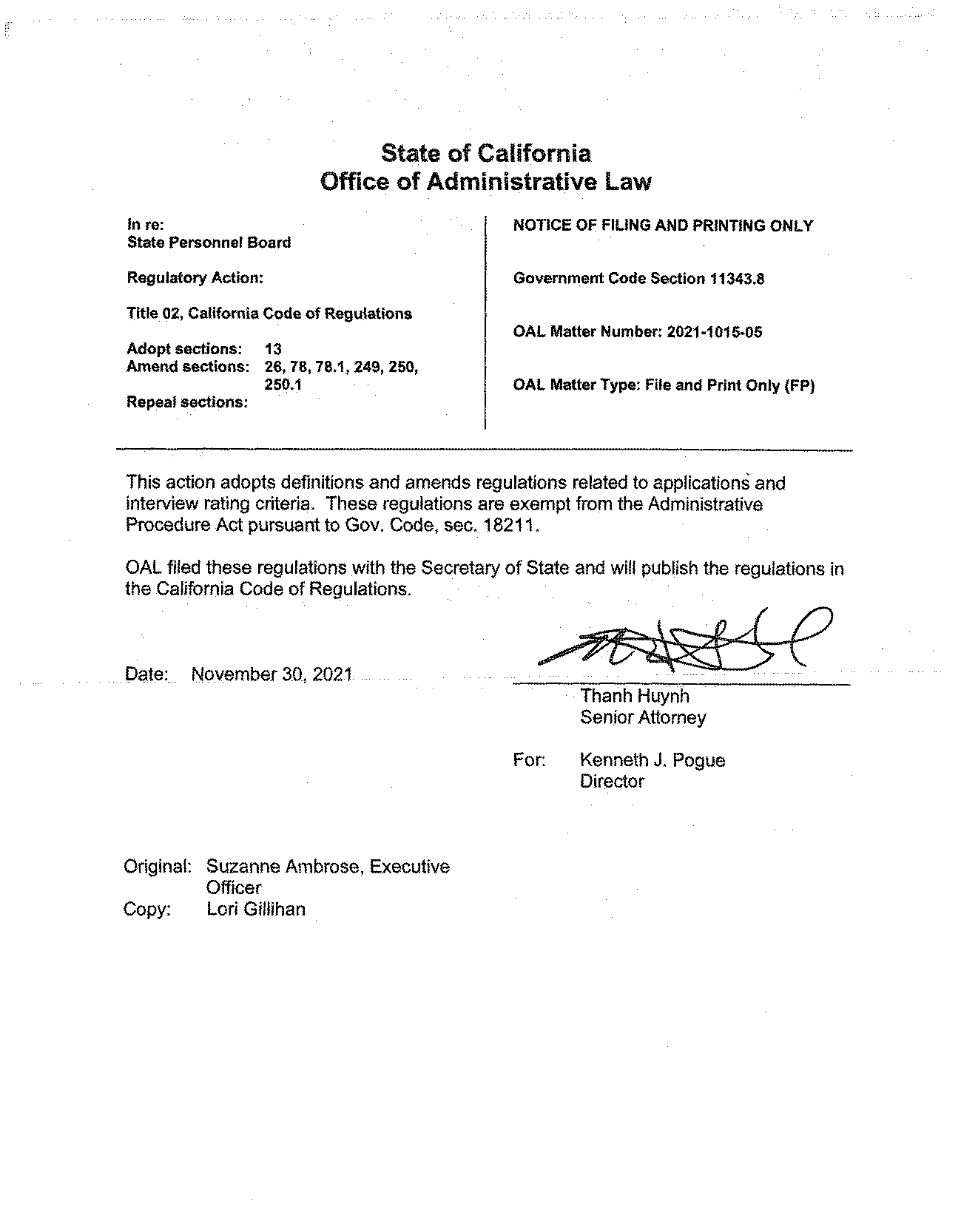 notice of personnel action state of california