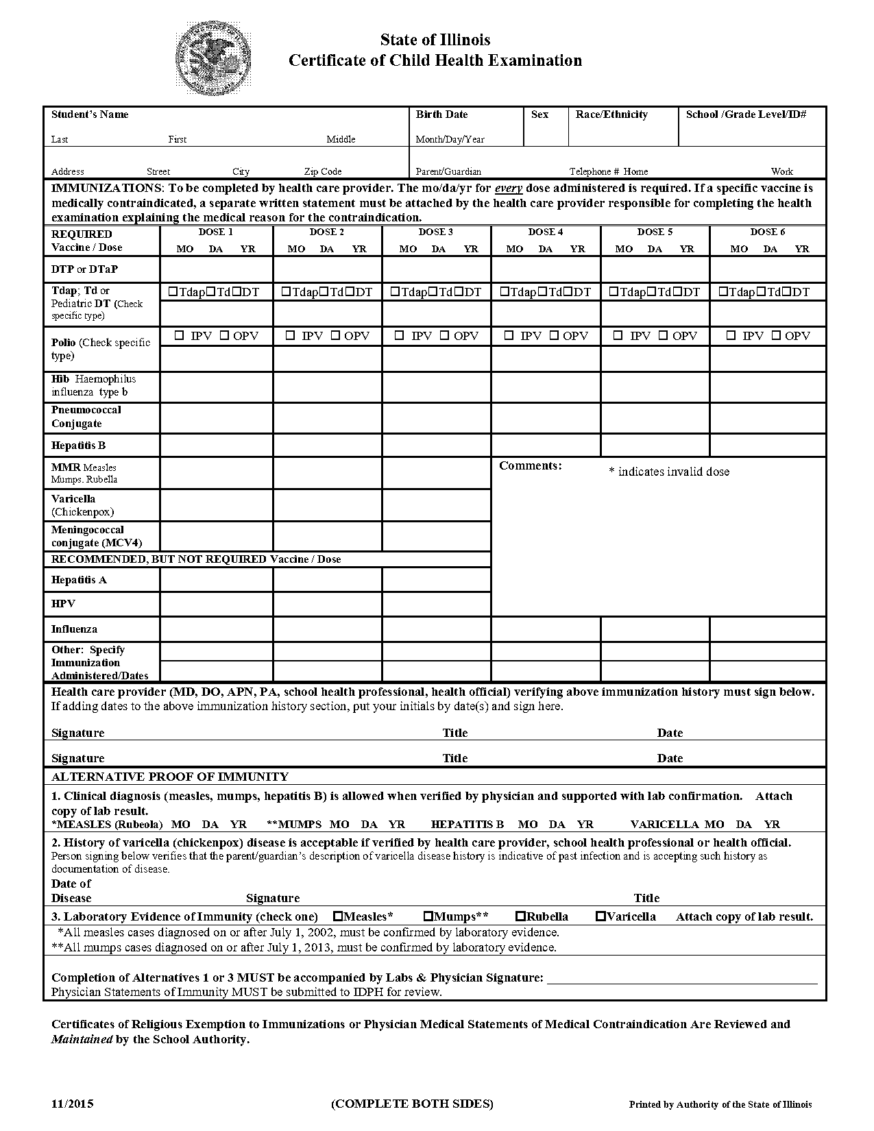 illinois high school athletic association physical form