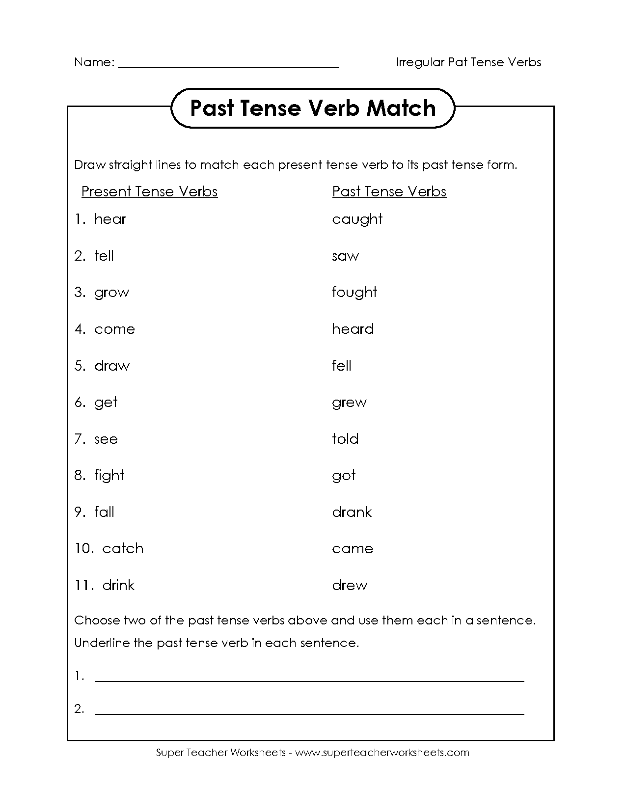 match past and present verbs