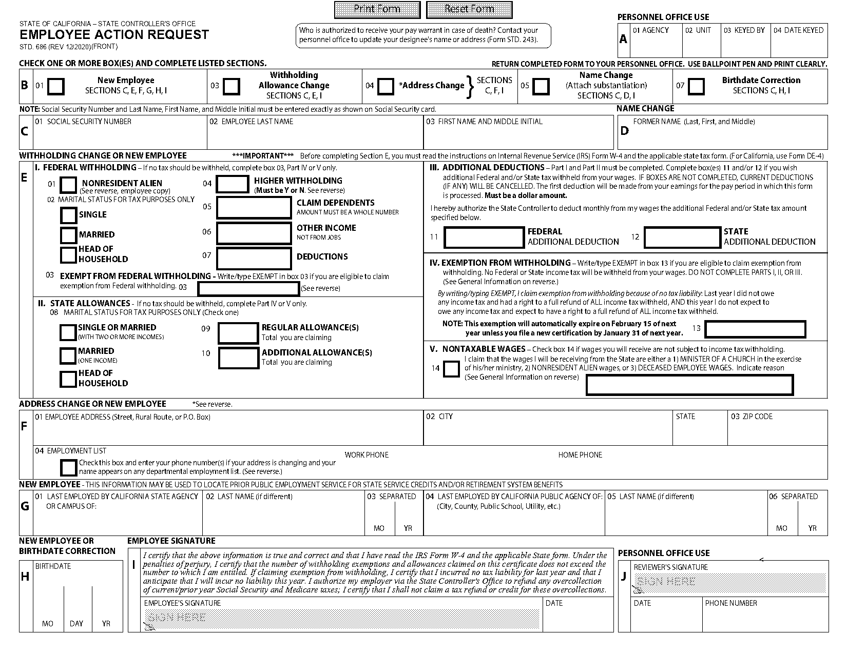 notice of personnel action state of california